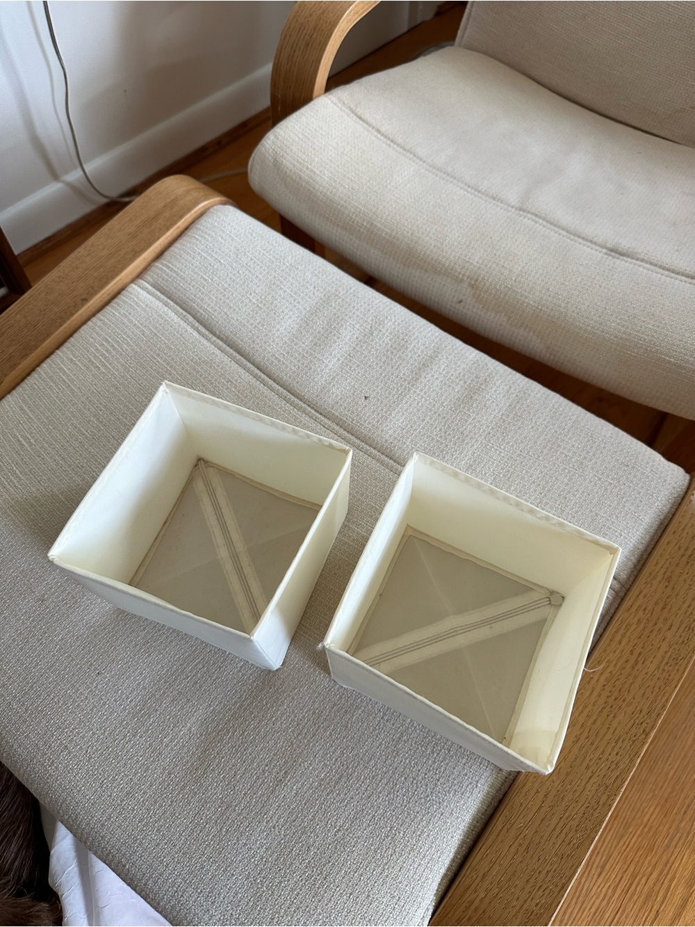 IKEA Cream Fabric Square Vanity Trays Set of 2